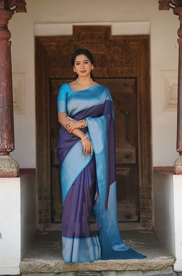 Blue_Soft_jequard__Weaving_Silk_Saree