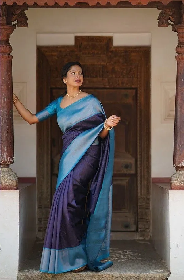 Blue_Soft_jequard__Weaving_Silk_Saree