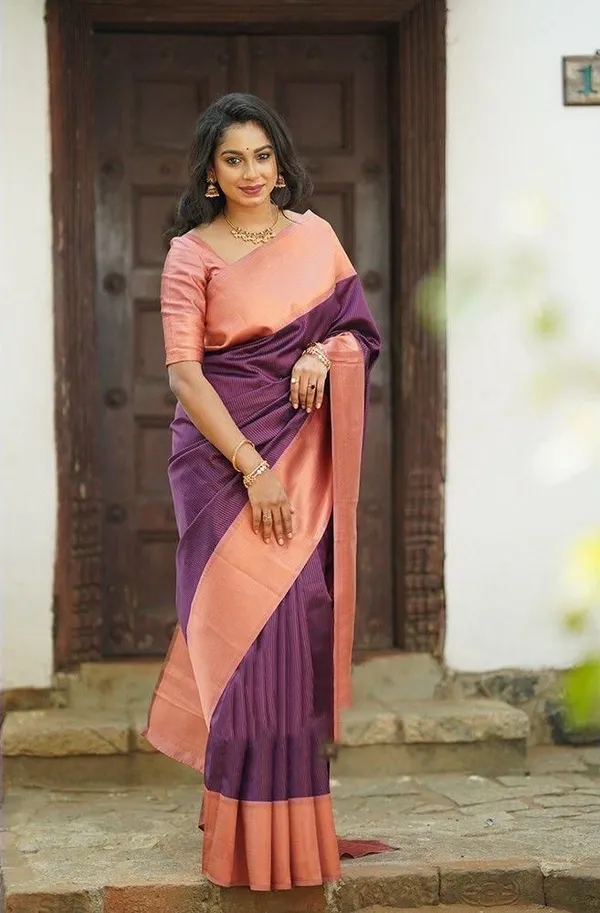 Purple_Soft_jequard__Weaving_Silk_Saree