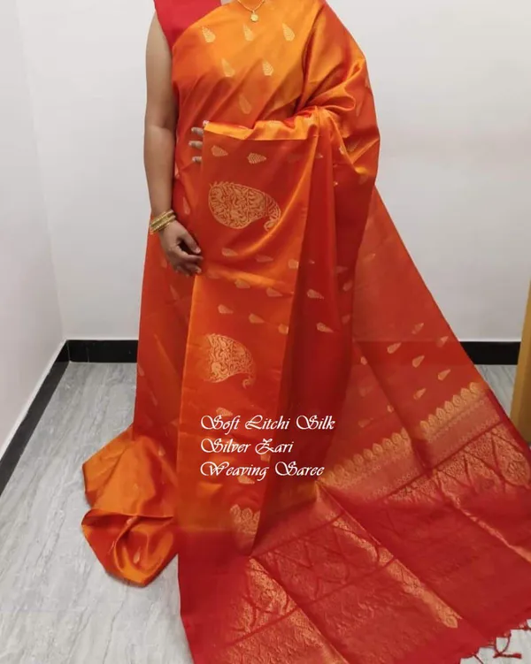 Red_Soft_jequard__Weaving_Silk_Saree