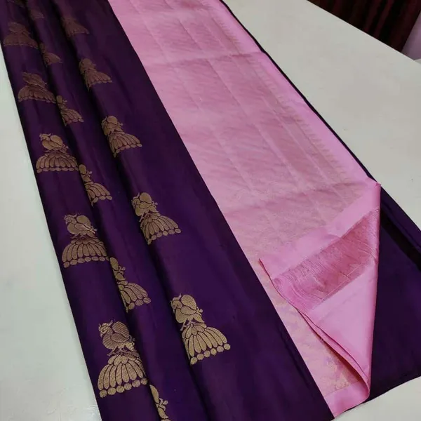 Purple_Soft_jequard__Weaving_Silk_Saree