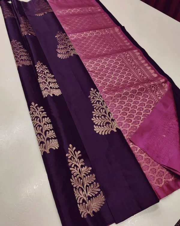 Purple_Soft_jequard__Weaving_Silk_Saree