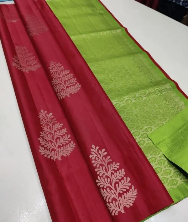 Red_Soft_jequard__Weaving_Silk_Saree