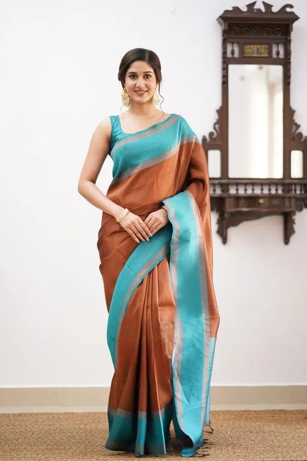 Brown_Soft_jequard__Weaving_Silk_Saree