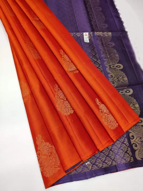 Orange_Soft_jequard__Weaving_Silk_Saree