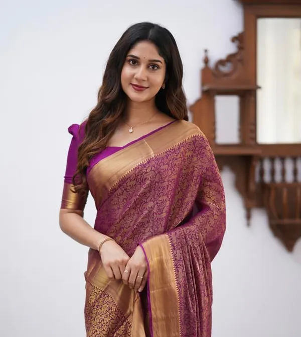 Wine_Soft_jequard__Weaving_Silk_Saree