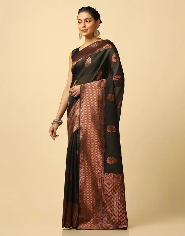 Black_Soft_jequard__Weaving_Silk_Saree