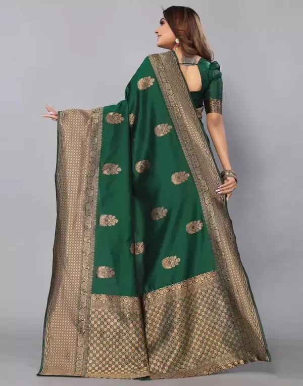 Green_Soft_jequard__Weaving_Silk_Saree