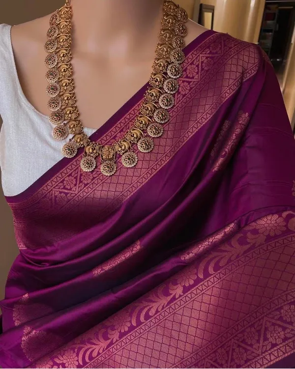 Purple_Soft_jequard__Weaving_Silk_Saree