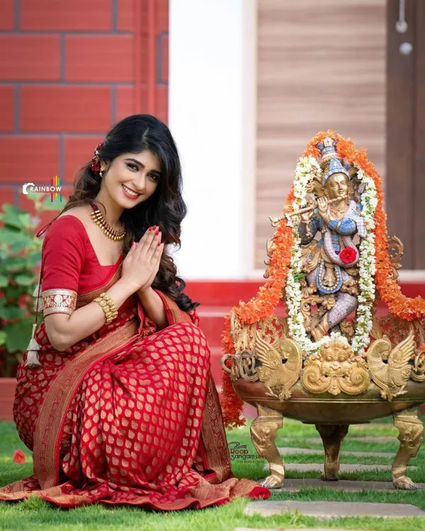 Red_Soft_jequard__Weaving_Silk_Saree