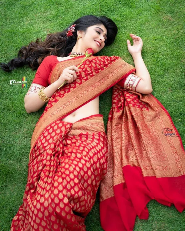 Red_Soft_jequard__Weaving_Silk_Saree