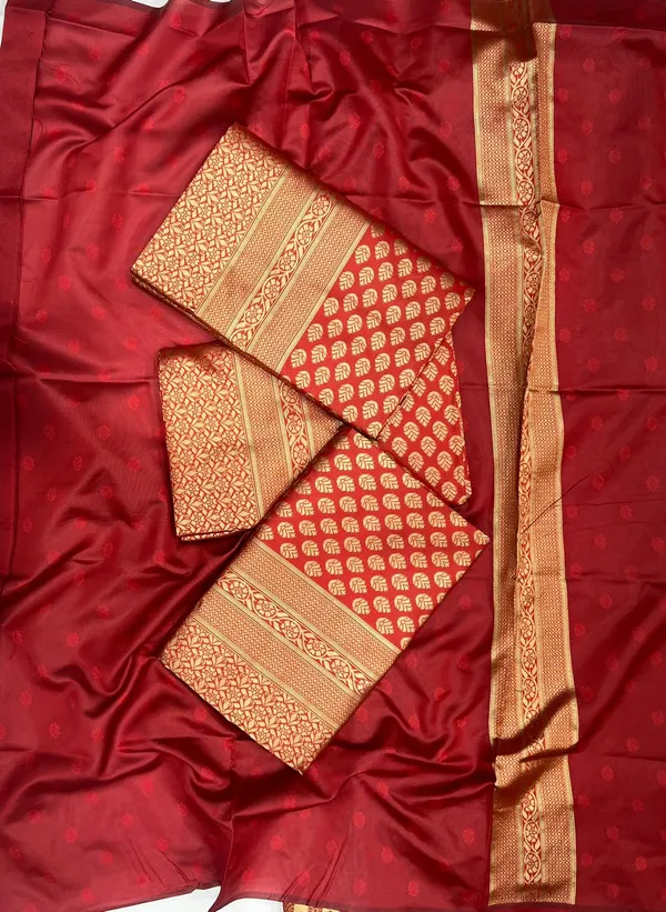 Red_Soft_jequard__Weaving_Silk_Saree