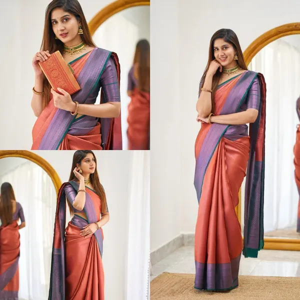 Orange__Soft_jequard__Weaving_Silk_Saree