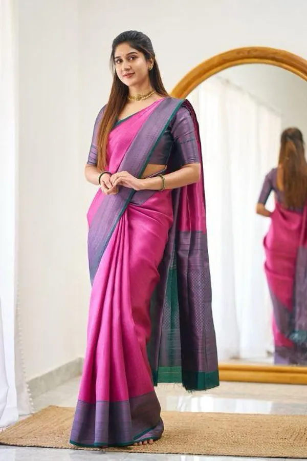 Pink_Soft_jequard__Weaving_Silk_Saree