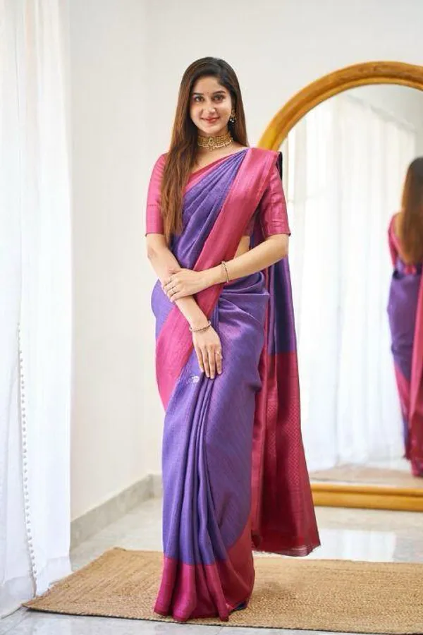 Wine_Soft_jequard__Weaving_Silk_Saree