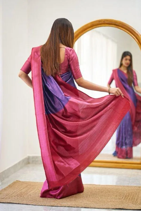 Wine_Soft_jequard__Weaving_Silk_Saree