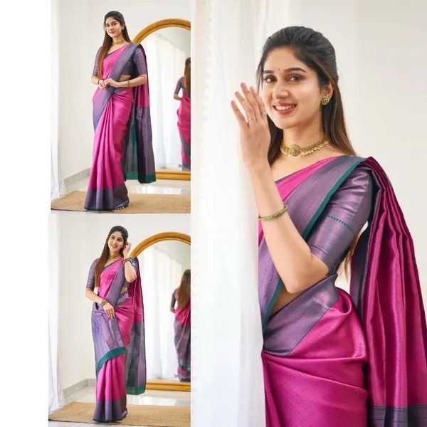 Wine_Soft_jequard__Weaving_Silk_Saree