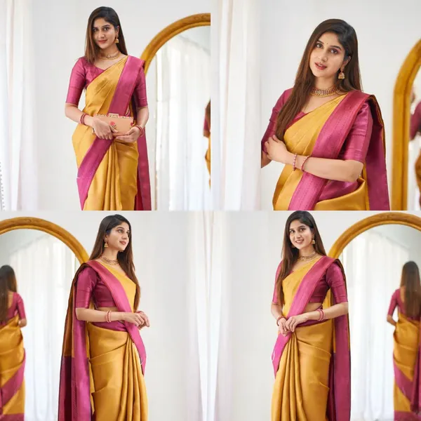 Yellow_Soft_jequard__Weaving_Silk_Saree