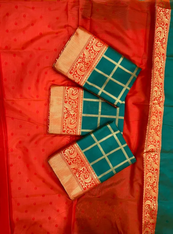 Green_Soft_jequard__Weaving_Silk_Saree