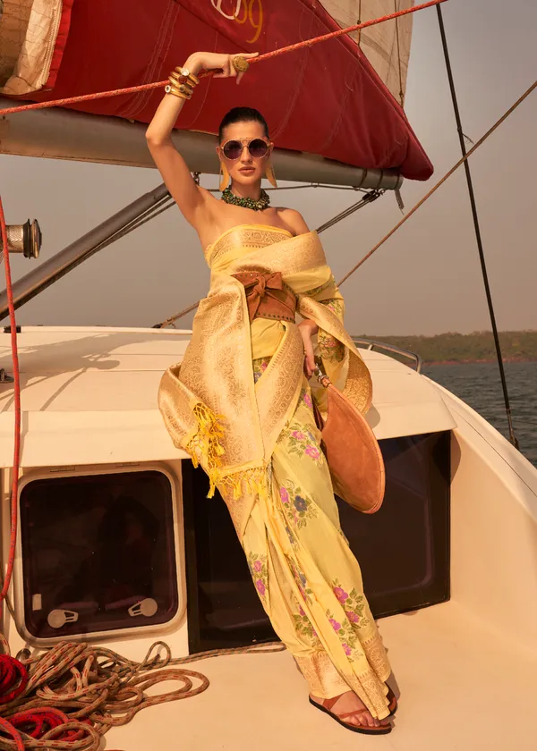 Yellow__Satin_Tissue_Weaving_Silk_Saree