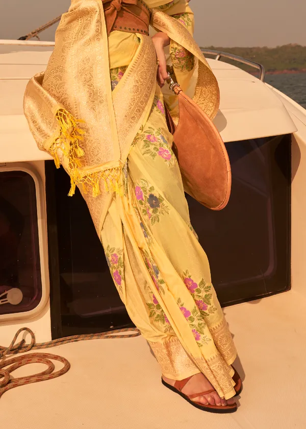 Yellow__Satin_Tissue_Weaving_Silk_Saree