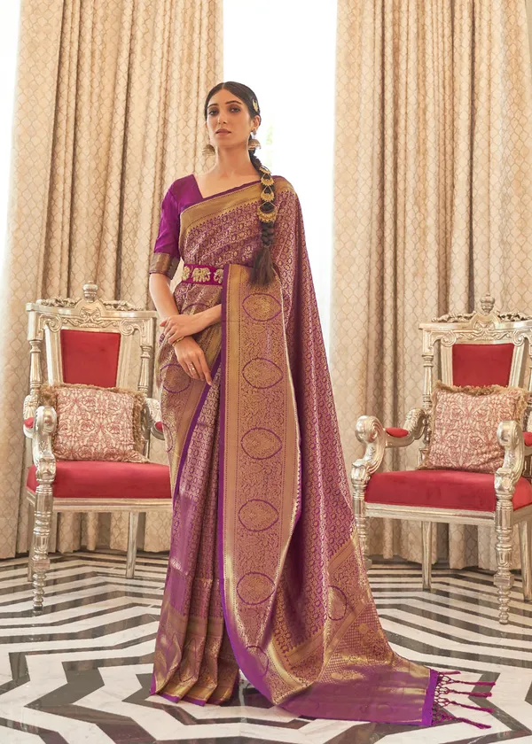 Wine__Handloom_Weaving_Silk_Saree