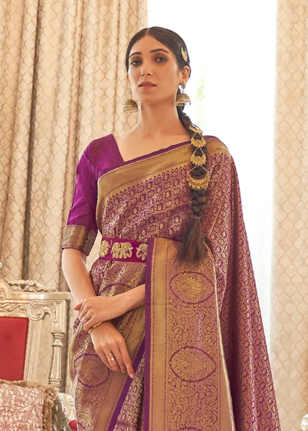 Wine__Handloom_Weaving_Silk_Saree