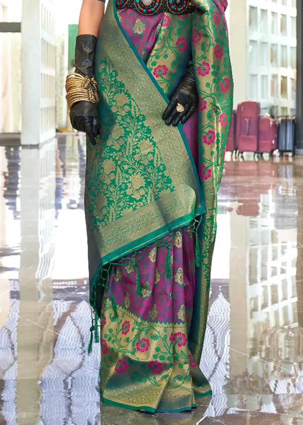 Purple_And_Green_Handloom_Weaving_Silk_Saree