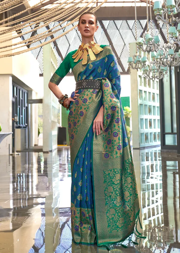 Blue__Handloom_Weaving_Silk_Saree