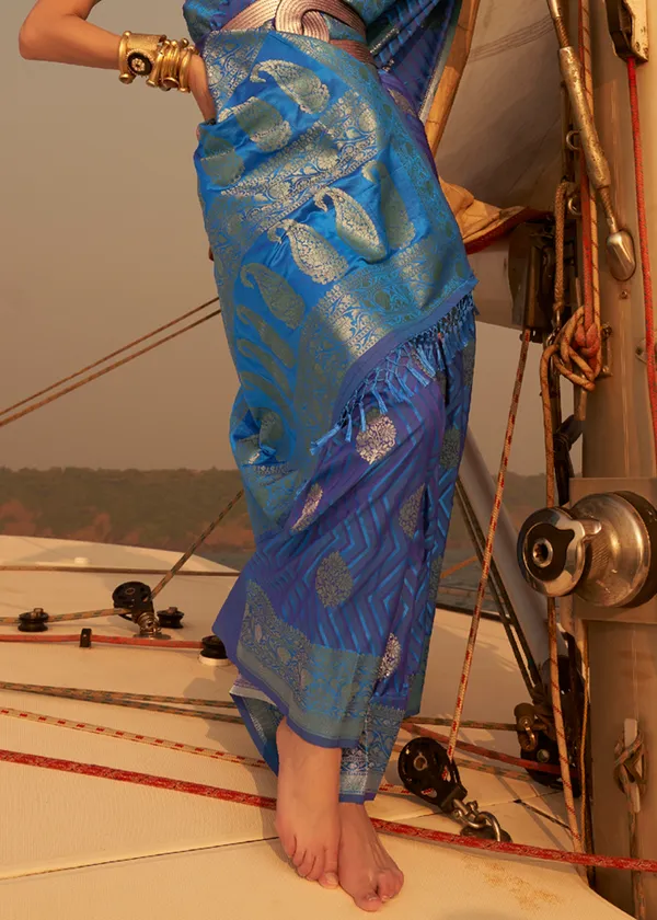 Blue__Satin_Tissue_Weaving_Silk_Saree