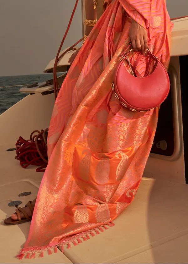Peach__Satin_Tissue_Weaving_Silk_Saree