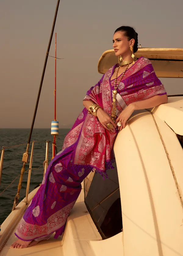 Purple__Satin_Tissue_Weaving_Silk_Saree
