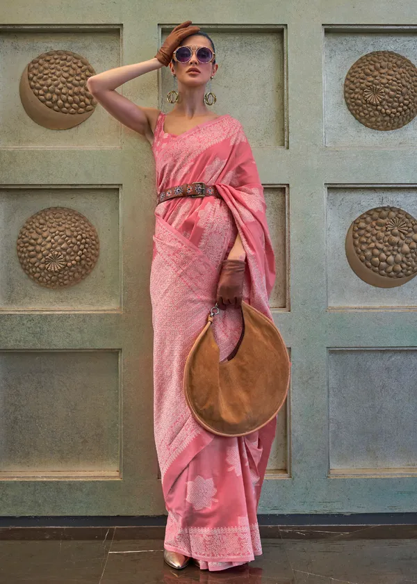 Pink_Chikankari_Lukhnowi_Handloom_Saree