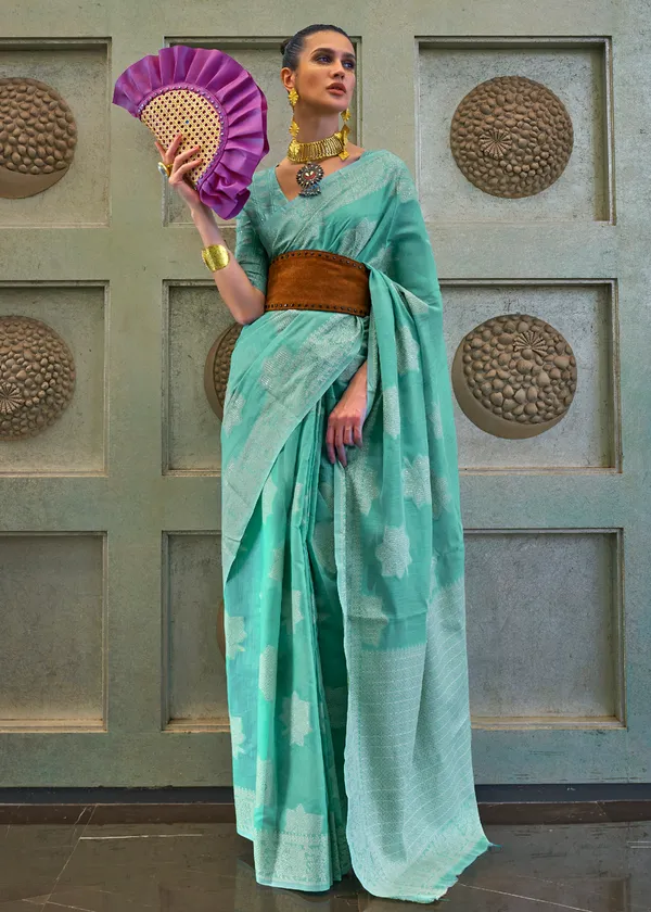 Blue_Chikankari_Lukhnowi_Handloom_Saree