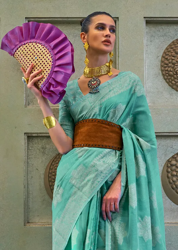 Blue_Chikankari_Lukhnowi_Handloom_Saree