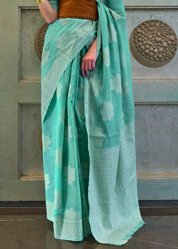 Blue_Chikankari_Lukhnowi_Handloom_Saree
