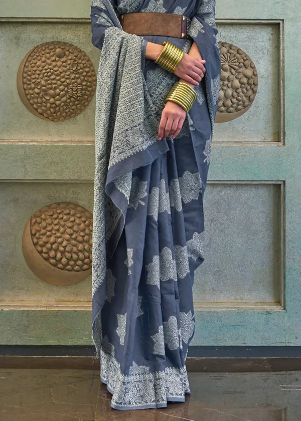 Metalic__Chikankari_Lukhnowi_Handloom_Saree