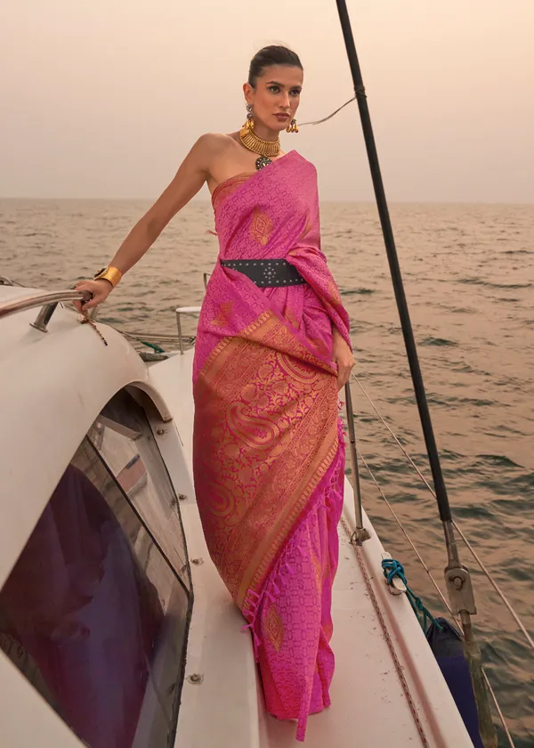 Pink_Satin_Pastel_Weaving_Silk_Saree