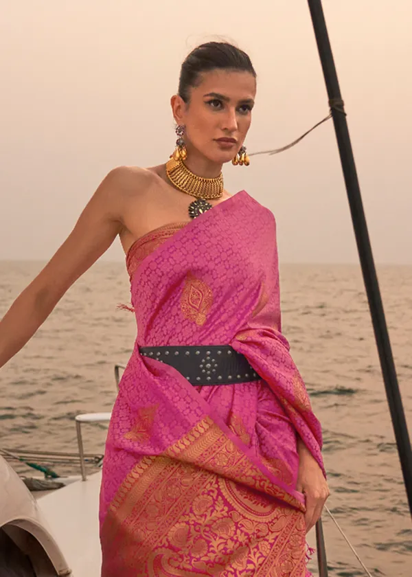 Pink_Satin_Pastel_Weaving_Silk_Saree