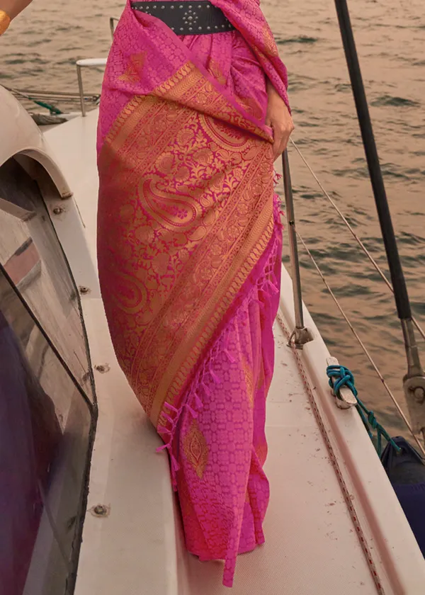Pink_Satin_Pastel_Weaving_Silk_Saree