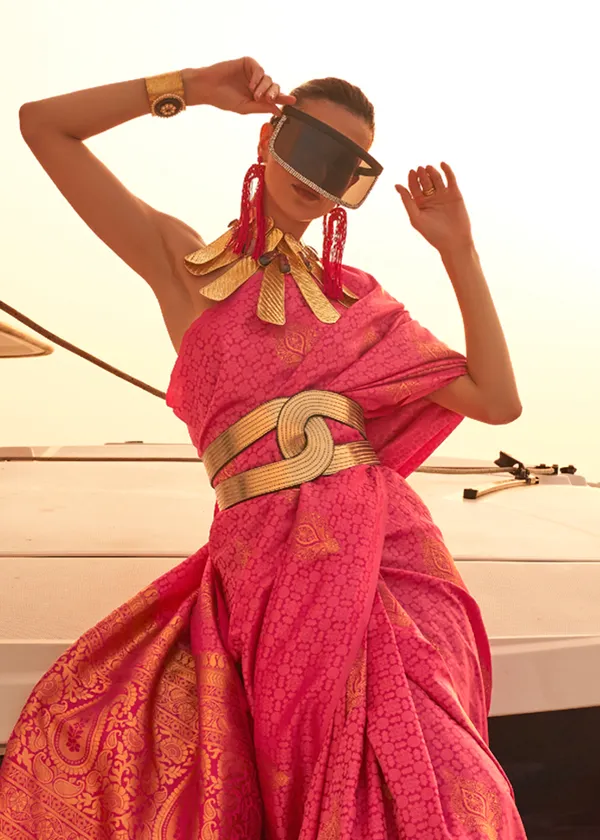 Pink_Satin_Pastel_Weaving_Silk_Saree