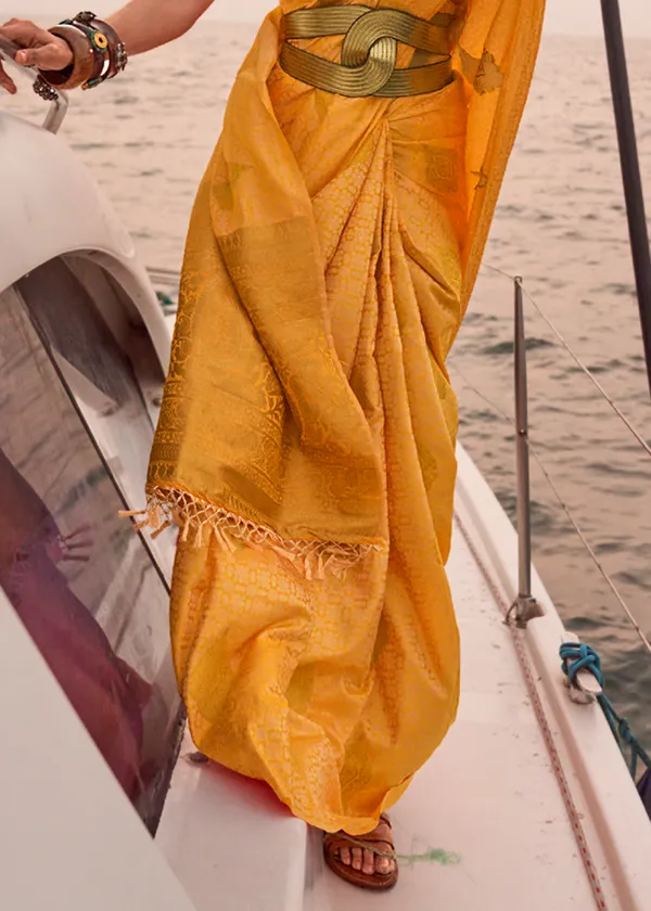 Yellow_Satin_Pastel_Weaving_Silk_Saree