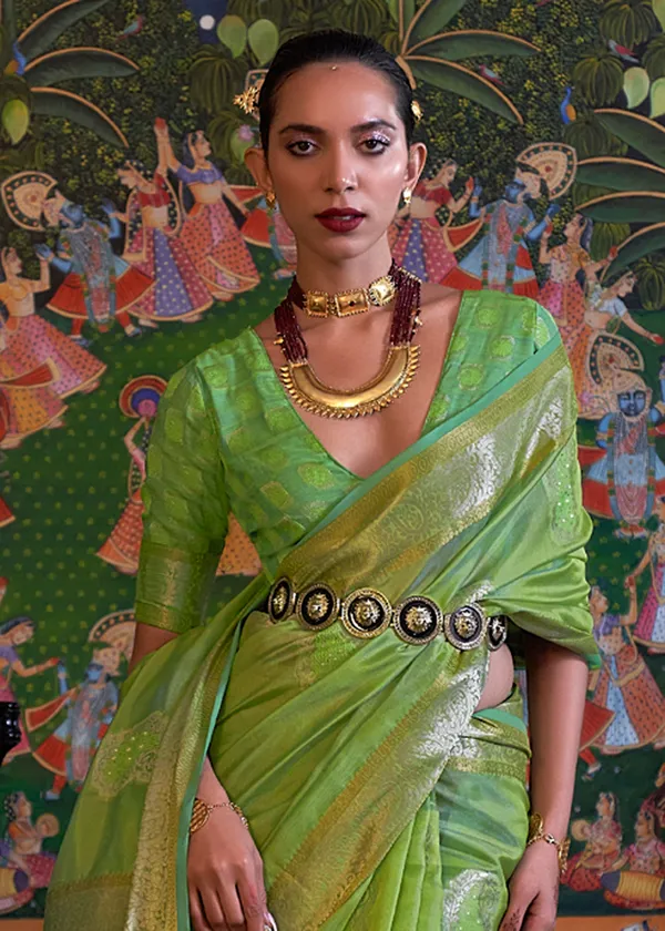 Mint_Green__Oraganza_Sequice_handloom_weaving_saree