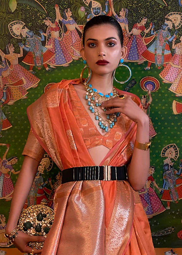 orange__Oraganza_Sequice_handloom_weaving_saree