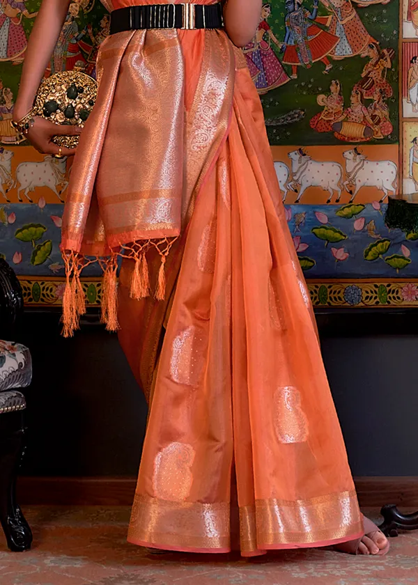orange__Oraganza_Sequice_handloom_weaving_saree