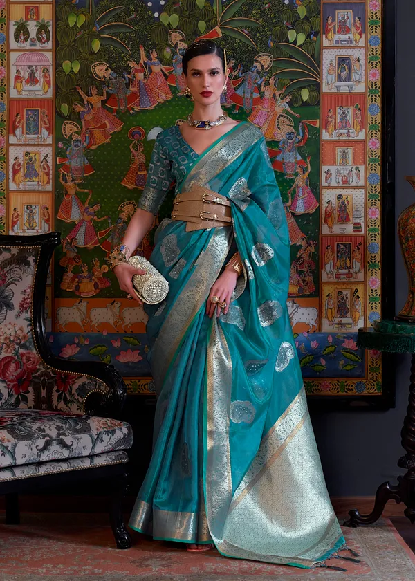 Rama__Oraganza_Sequice_handloom_weaving_saree