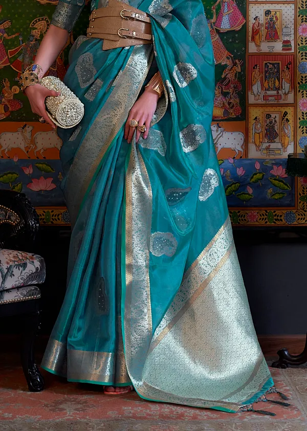 Rama__Oraganza_Sequice_handloom_weaving_saree