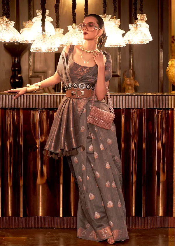 Coffe__Copper_Zari_Linen_Handloom_Saree