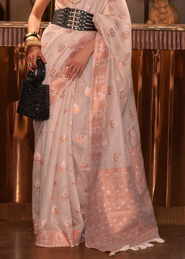 White__Copper_Zari_Linen_Handloom_Saree