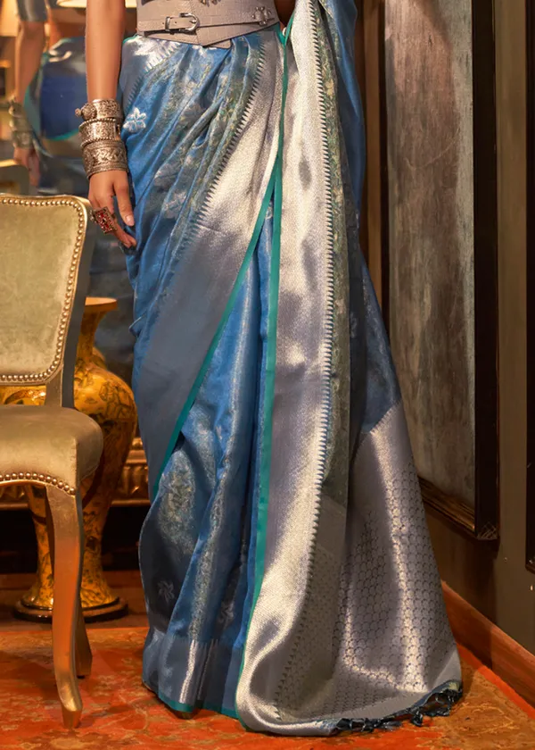 Blue__Organza_Handloom_Weaving_Silk_Saree